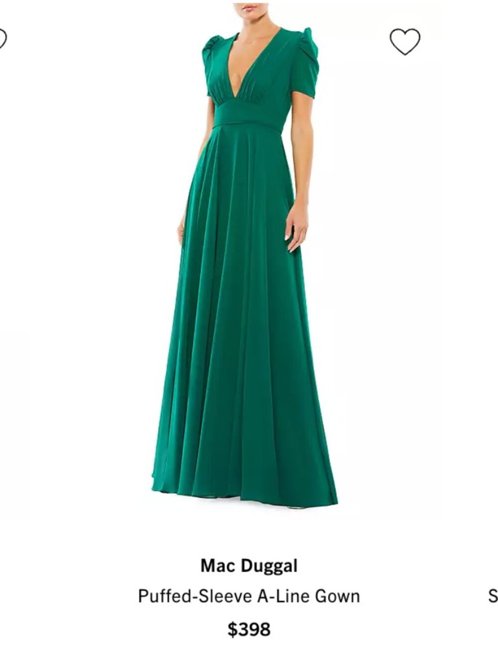 IEENA for Mac Duggal Emerald Green V-Neck Chiffon Gown - Size 10